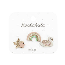 Load image into Gallery viewer, Rockahula Enchanted Rainbow And Swan Ring Set