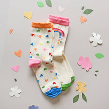 Load image into Gallery viewer, Rockahula Rainbow Hearts 2 Pack Socks (Age 6-8)