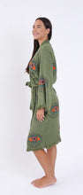 Load image into Gallery viewer, Olive Evil Eye Turkish Kimono Robe
